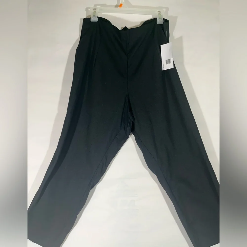 JUSTFAB‎ LINEN ANKLE PANT BACK ZIP CLOSURE SZ 1X BLACK NEW